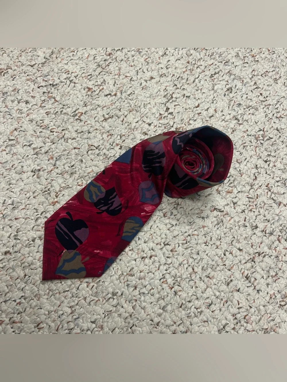 Christian Dior Monsieur Men's Vintage Silk Tie Spade Heart Made In USA Red 4x59